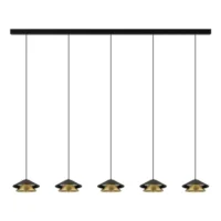 Suspension ZAMBELIS 45W DESIGN Noir Sablé et Or Brossé 25452